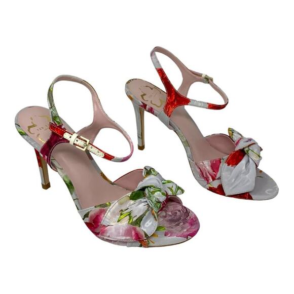 Ted Baker Neelia Floral Ankle Strap Sandal Size 8.5 NWT $225 MSRP - Picture 1 of 7
